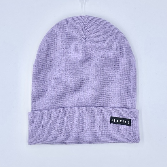 NEW Yea.Nice Acrylic Knit Purple Beanie Hat Adult OSFM - Picture 2 of 5